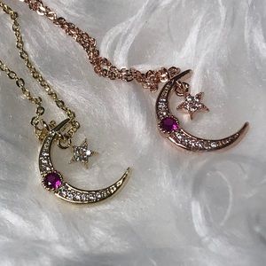 Moon necklace with hanging star